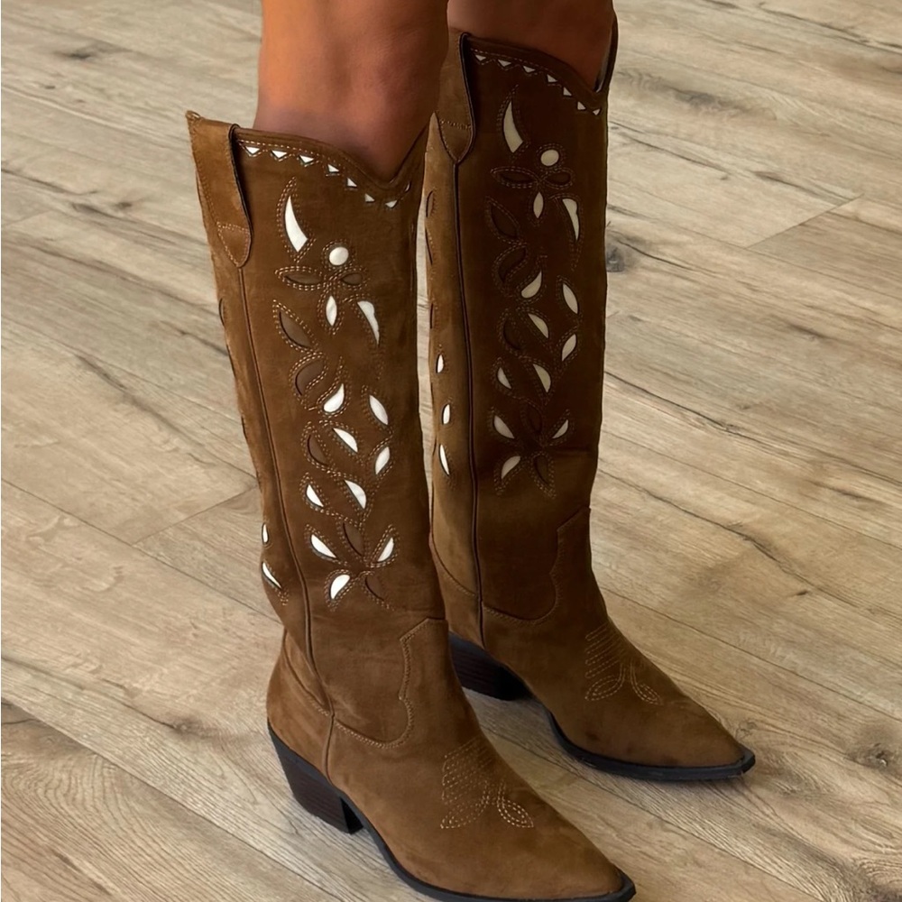 ShuShop brown suede western boots